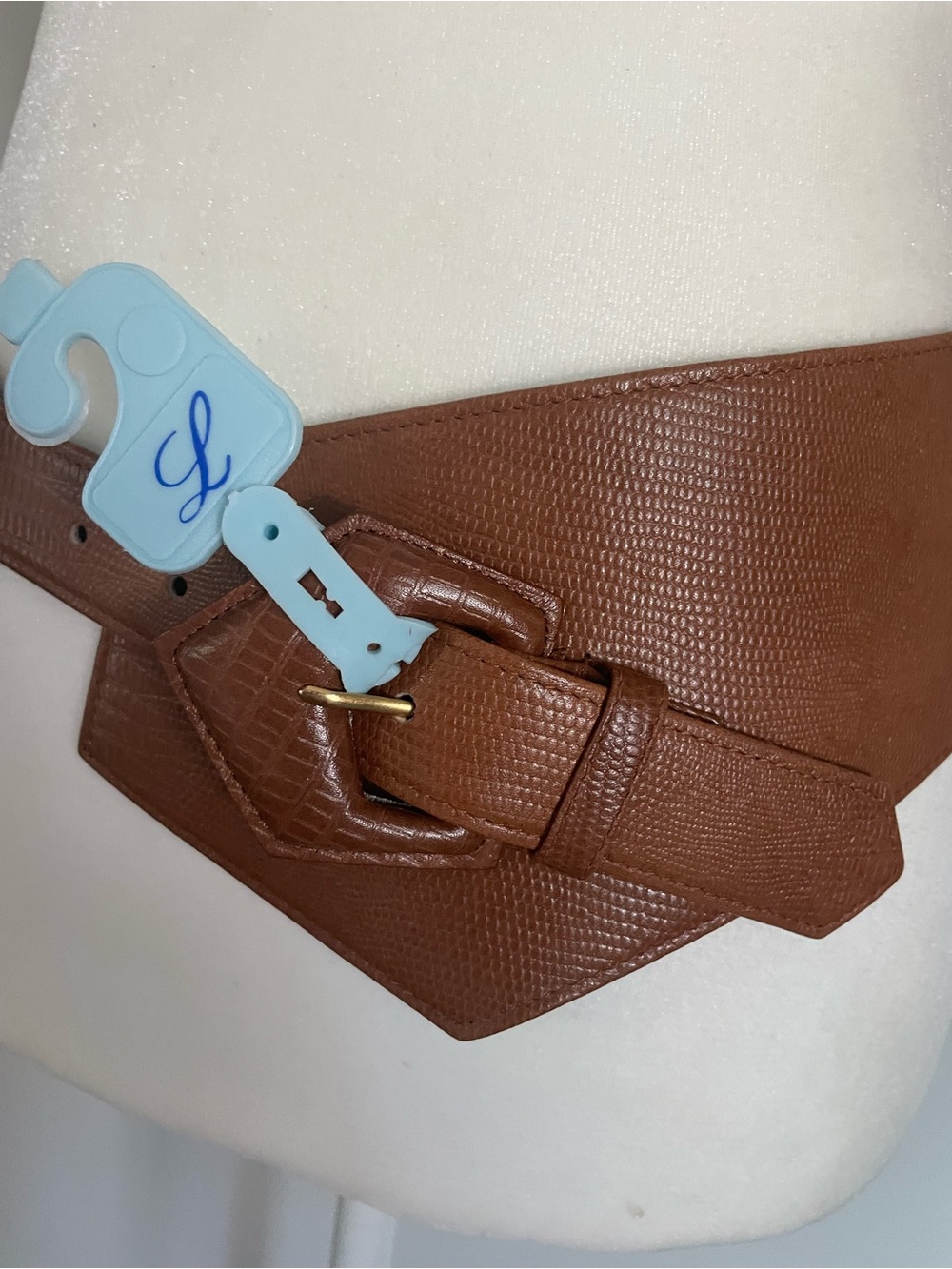 Vtg Wide Corset Cinch Belt Genuine Leather Brown Lizard Embossed Sz S NEW